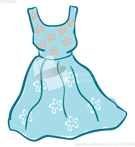 Image of Floral blue dress vector or color illustration