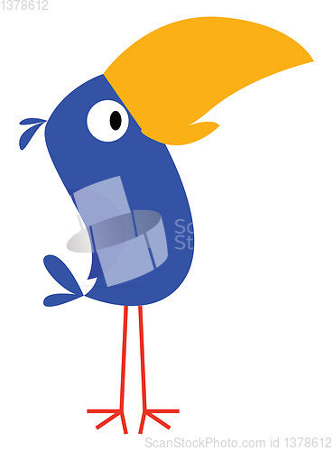 Image of Little blue bird with a yellow beakillustration vector on white 