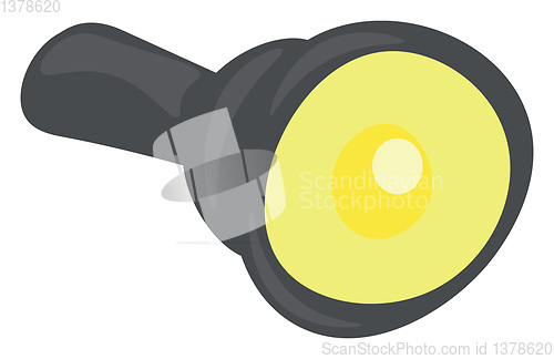 Image of A black battery-operated torch emitting flashlight vector color 
