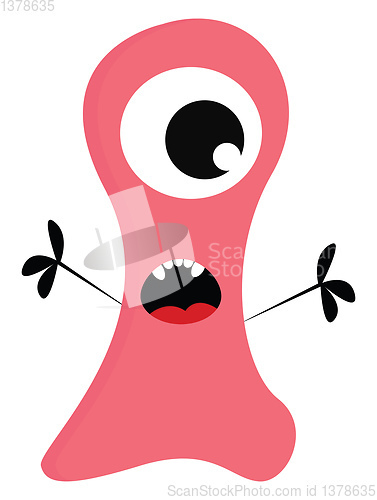 Image of Surprised pink monster vector or color illustration