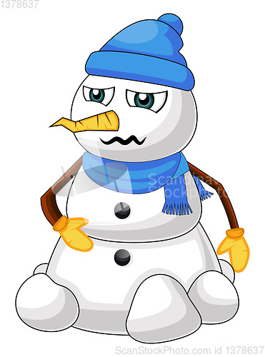 Image of Hungry snowman illustration vector on white background