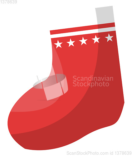 Image of Red christmas sock for presents vector illustration on a white b
