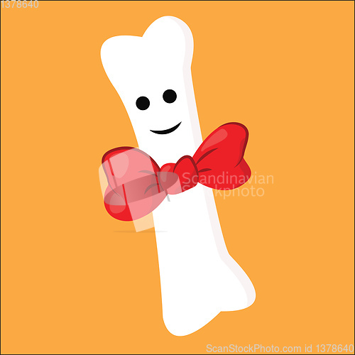 Image of Portrait of a white bone wearing a red bowtie vector or color il