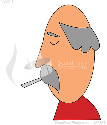 Image of Smoking Oldman vector or color illustration