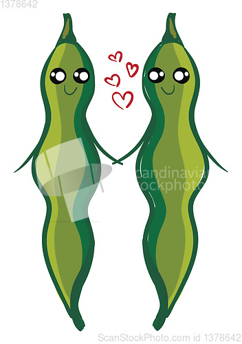 Image of Two beans in love illustration vector on white background 