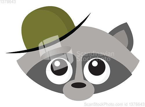 Image of Raccoon wearing hat, vector or color illustration.