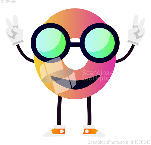 Image of Pink letter O with sunglasses vector illustration on white backg