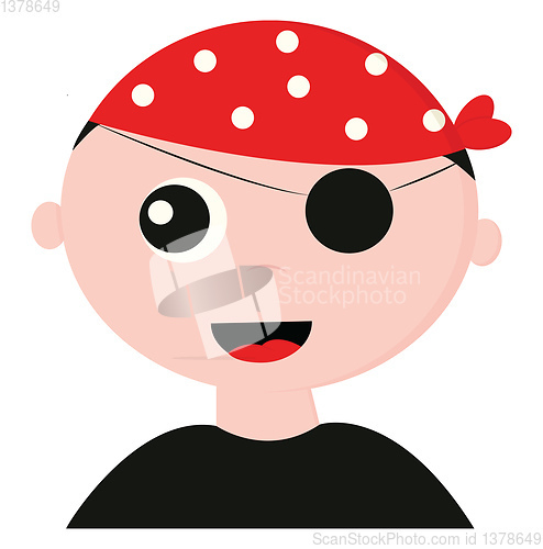 Image of Cute pirate wearing a red bandana with white polka design vector