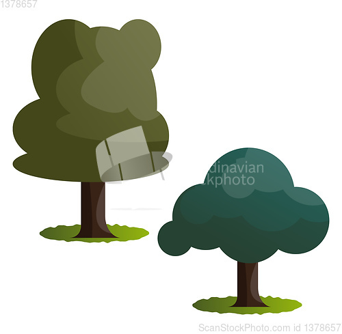 Image of Couple of green trees vector illustration on white background