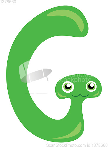 Image of Green snake shaped G alphabet vector or color illustration
