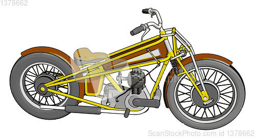 Image of Brown and yellow vintage chopper motorcycle vector illustration 