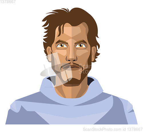 Image of Guy with beard and long hair illustration vector on white backgr