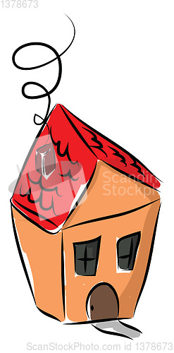 Image of A small little house with red roof tint door and windows vector 