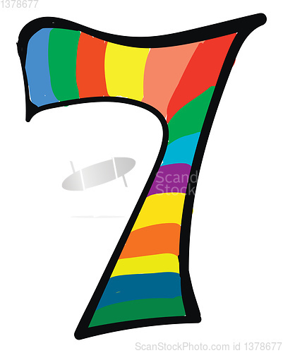 Image of Clipart of the numerical number seven or 7 in a range of multipl