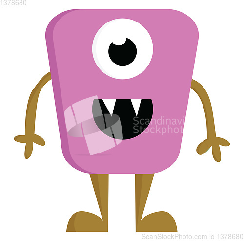 Image of A single eyed pink happy monster vector or color illustration