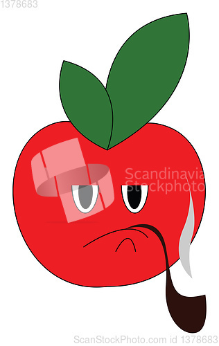 Image of Smoking apple illustration vector on white background 