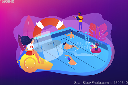 Image of Swimming and lifesaving classes concept vector illustration.