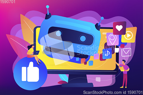Image of AI in social media concept vector illustration.