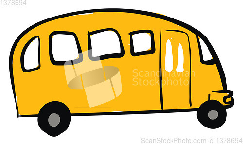 Image of Painting of a yellow Avtobus for the transportation/Road transpo