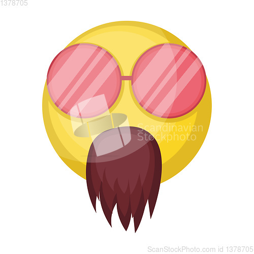 Image of Hippie yellow emoji face with sunglasses and beard vector illust