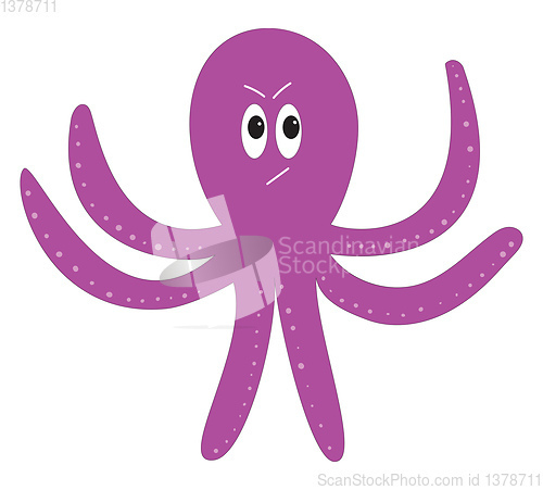 Image of Painting of an angry octopus vector or color illustration