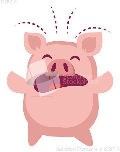 Image of Piggy is crying, illustration, vector on white background.