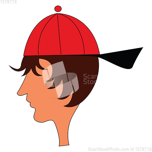 Image of Cartoon character of a boy in a red cap set isolated white backg