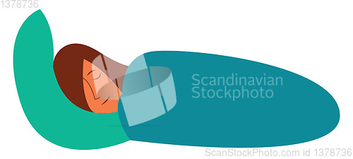 Image of A lady dreaming as she sleeps in her bed stead vector color draw