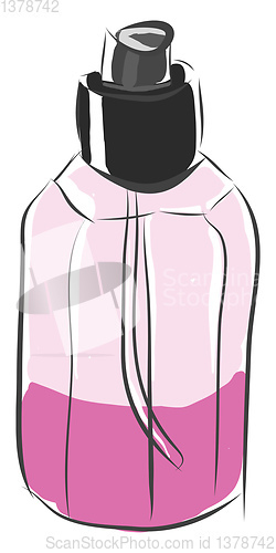 Image of Half-full pink parfume bottle vector illustration on white backg