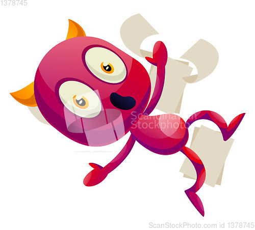 Image of Devil with horns falling, illustration, vector on white backgrou