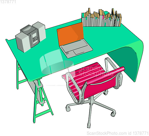 Image of Desk chair with table vector or color illustration