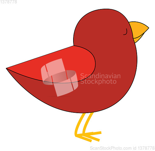 Image of Cartoon red bird set on isolated white background viewed from th