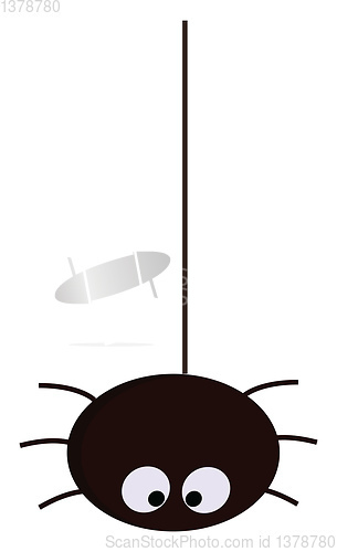 Image of Simple cartoon of a black spider hanging vector illustration on 