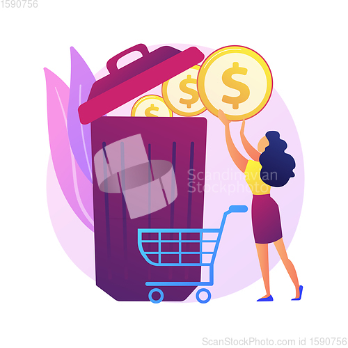 Image of Money waste vector concept metaphor