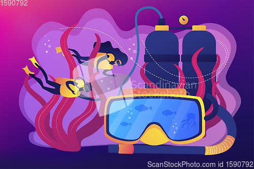 Image of Diving school concept vector illustration.