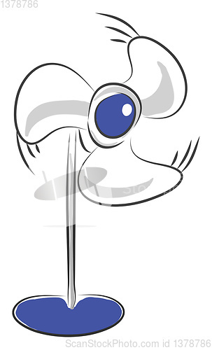 Image of White electric fan on a blue stand vector illustration on white 