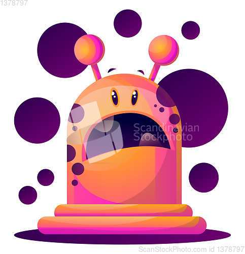 Image of Depressed pink cartoon monster vector illustartion on white back