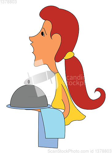 Image of Waiter, vector or color illustration.