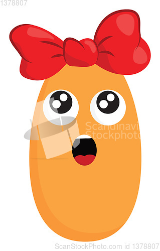 Image of A screaming monster with red bow vector or color illustration