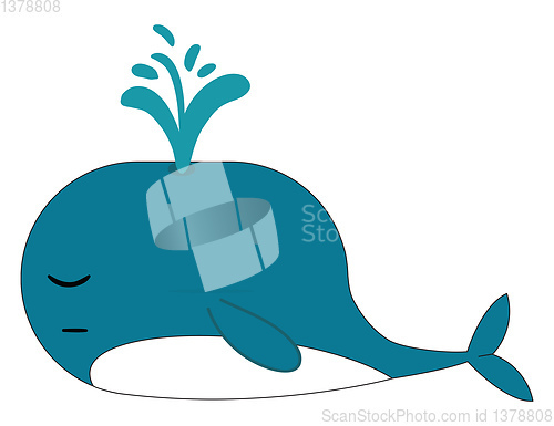 Image of Clipart of a blue-colored sleeping whale vector or color illustr