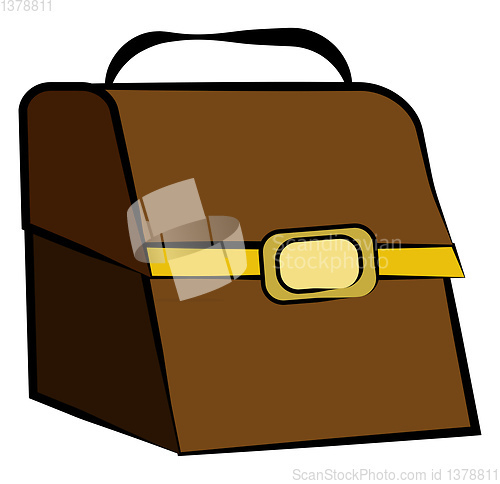Image of Leather lunch box or treasure chest vector or color illustration
