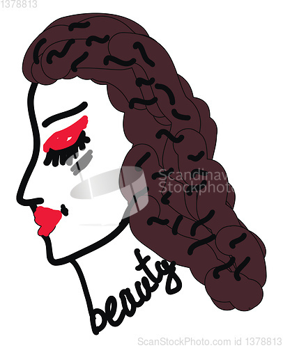 Image of Sketch of the side face of a beautiful woman vector or color ill