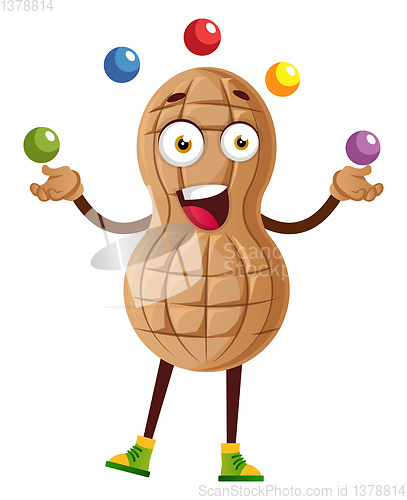 Image of Peanut juggling, illustration, vector on white background.