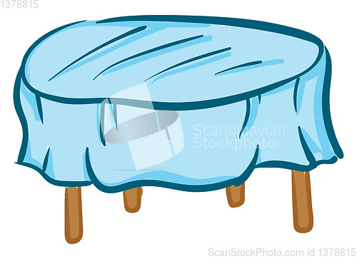 Image of Light blue tablecloth on a table vector or color illustration