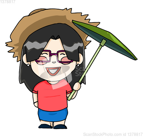 Image of An Asian tourist vector or color illustration