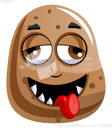 Image of Potato sticking his red tongue out illustration vector on white 