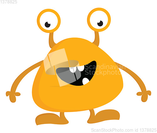 Image of Yellow and orange monster who is very cheerful illustration prin