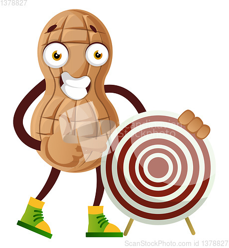 Image of Peanut with big target, illustration, vector on white background