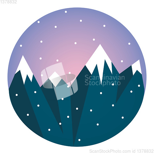 Image of Clipart of a blue snow-covered mountain range vector color drawi
