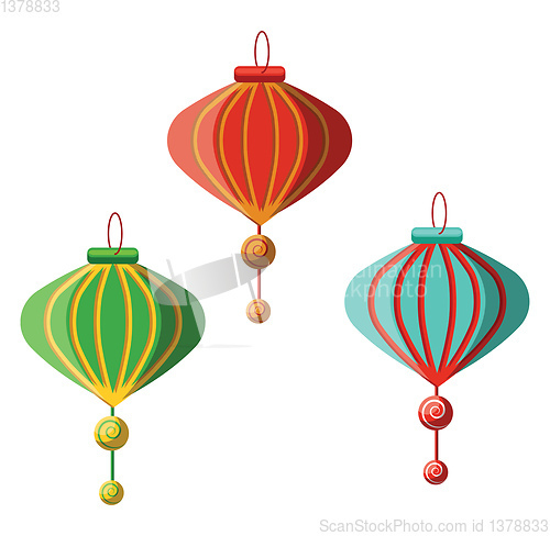 Image of Traditional Chinese lanterns for Chinese New Year decorationillu